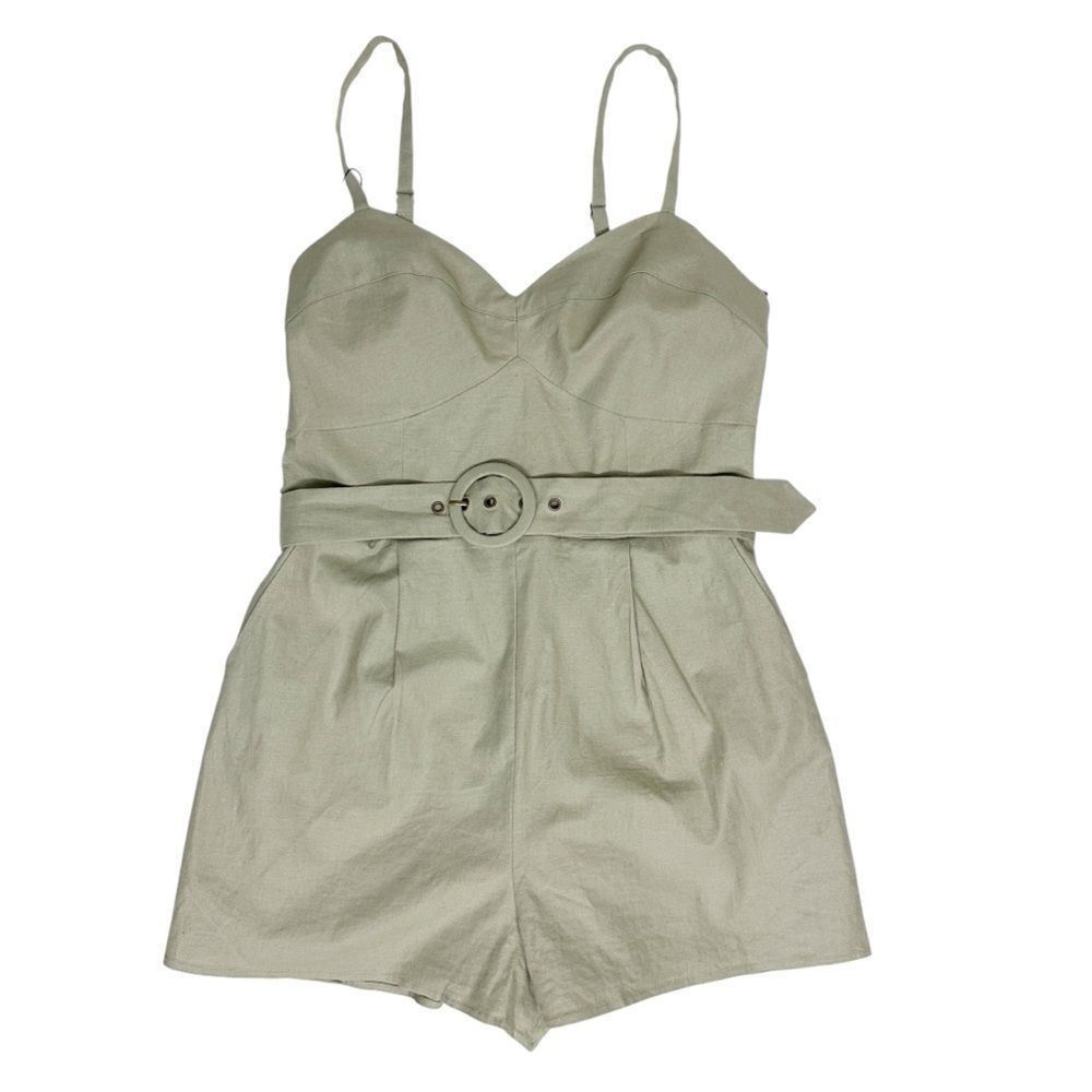 House of Harlowโ1960 Nicola Romper Size Large Linen Blend Sage Green NWT